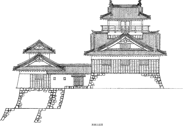 再建天守閣の東側立面図